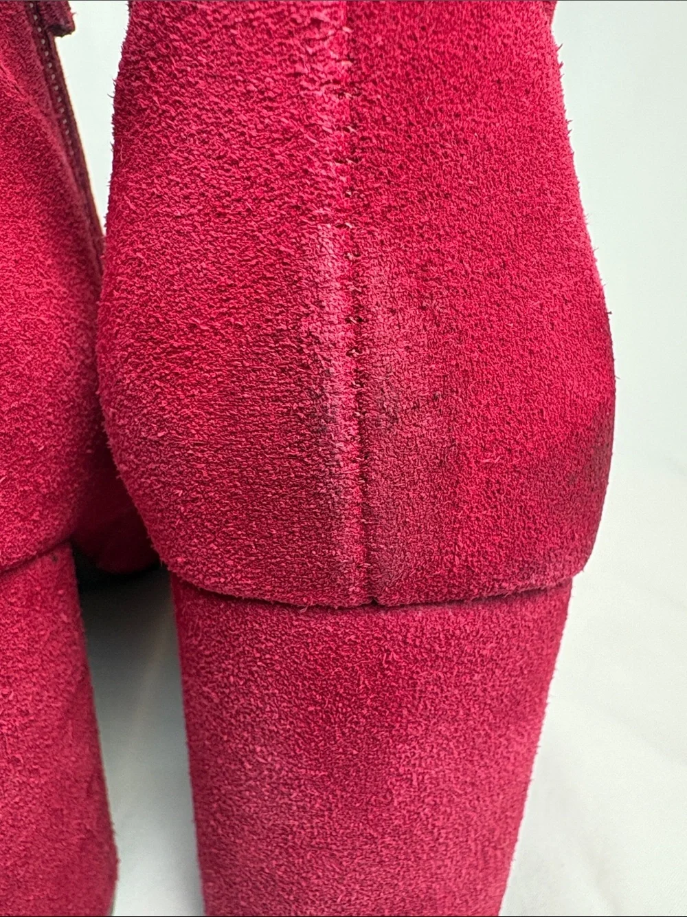Urban Outfitters Sabrina Crimson Red Suede Round Heel Boots - Size 8